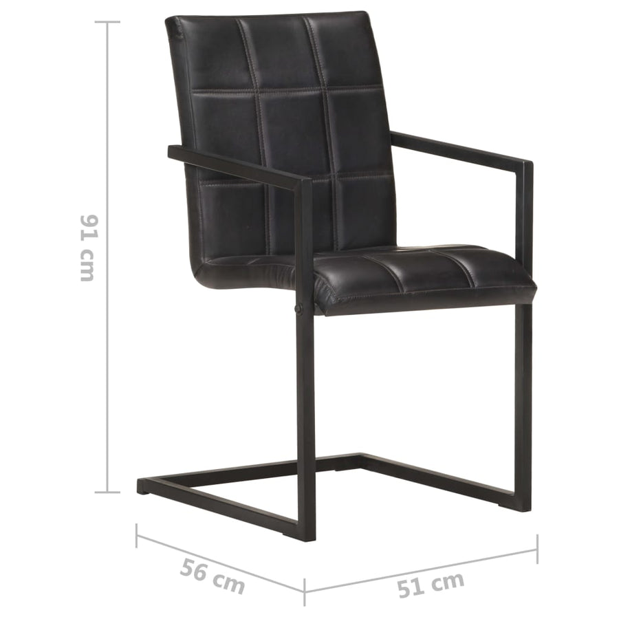 Eetkamerstoelen Echt Leer 6 Zwart Patroon 4