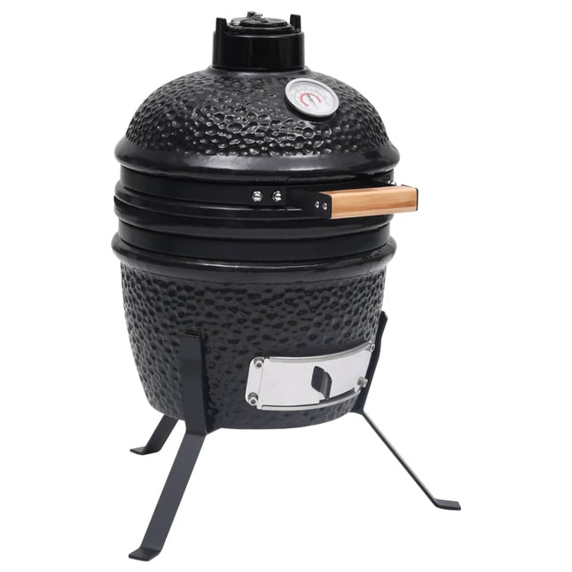 Kamado Barbecue 2-In- 56 Cm Keramiek Zwart