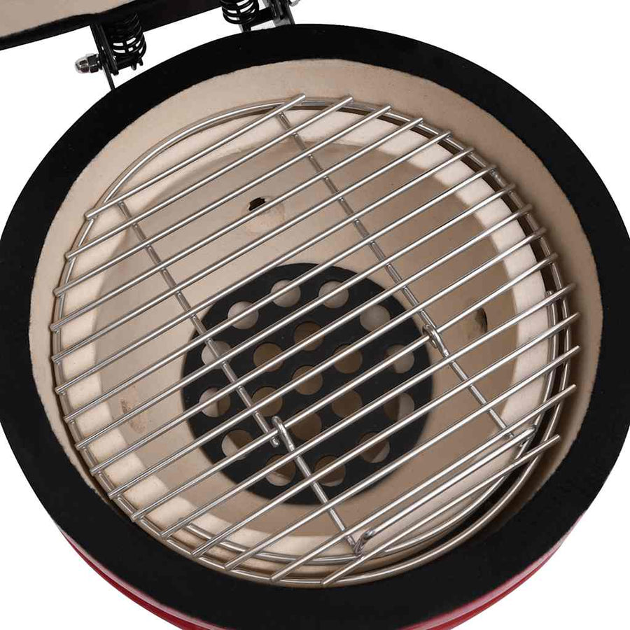 Kamado Barbecue 2-In-1 56 Cm Keramiek Rood