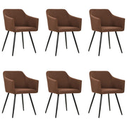 Eetkamerstoelen 6 stuks stof bruin