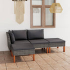 4-delige Loungeset met kussens poly rattan grijs 4 1