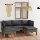 5-delige Loungeset met kussens poly rattan grijs 5 2x hoek + midden + 2x voetensteun