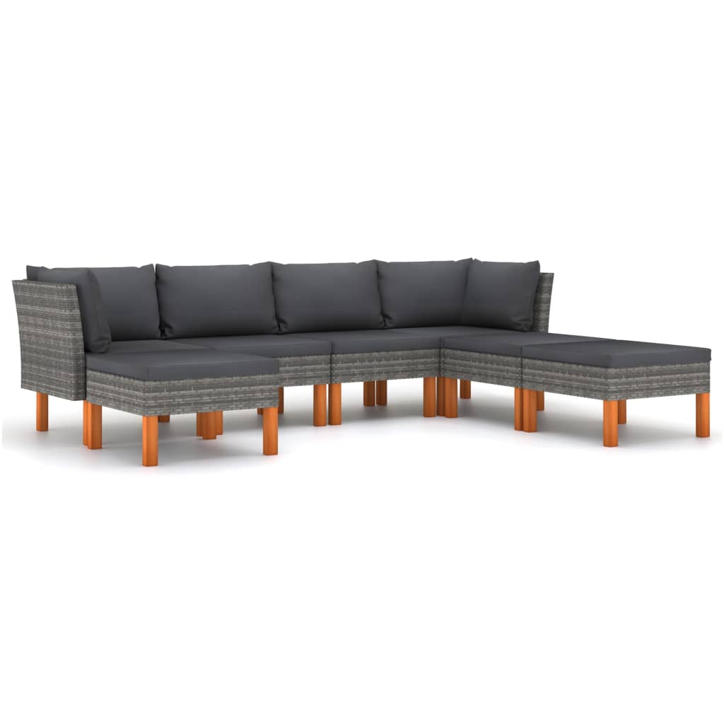 7-delige Loungeset met kussens poly rattan grijs 7 1