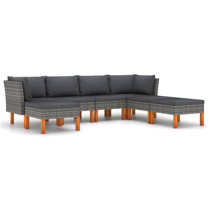 7-delige Loungeset met kussens poly rattan grijs 7 1