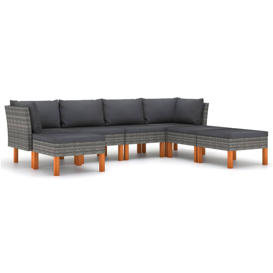 7-delige Loungeset met kussens poly rattan grijs 7 1