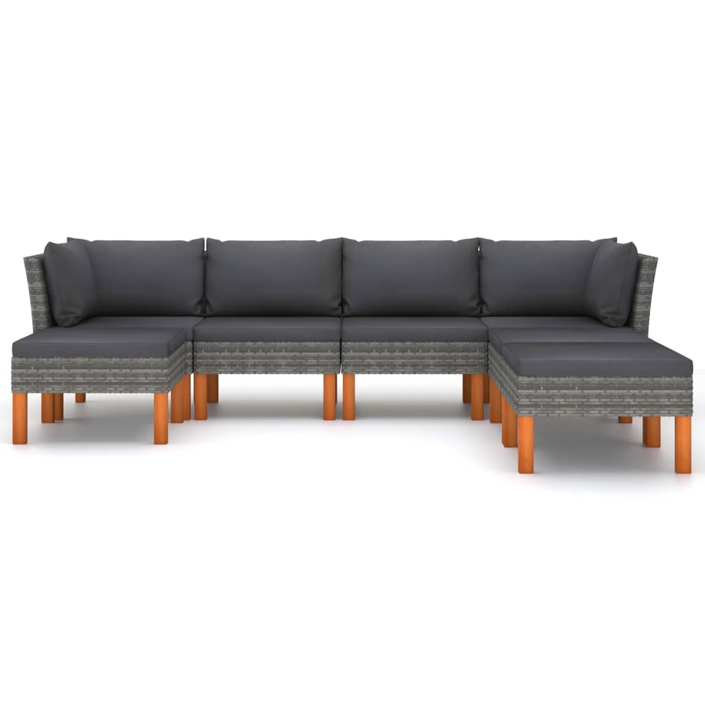 7-delige Loungeset met kussens poly rattan grijs 7 1