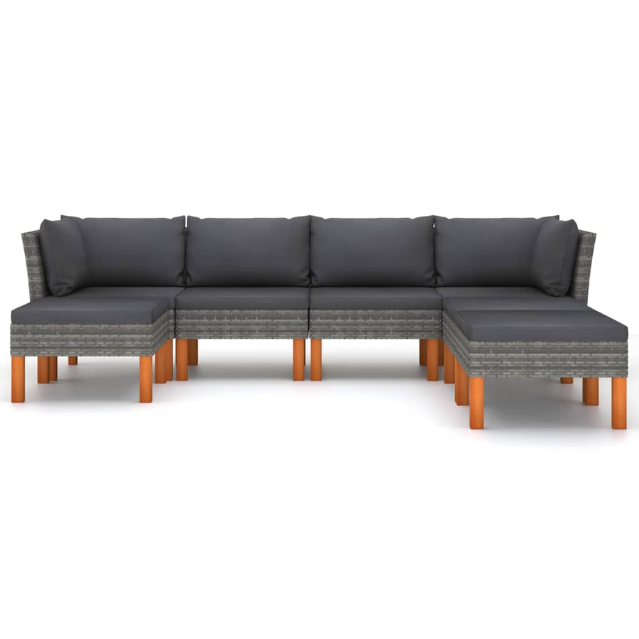 7-delige Loungeset met kussens poly rattan grijs 7 1
