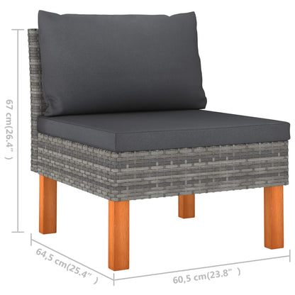 7-delige Loungeset met kussens poly rattan grijs 7 1