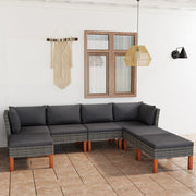 7-piece Lounge Set with Cushions poly rattan grey