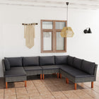 -Delige Loungeset Met Kussens Poly Rattan Grijs 7 2x hoek + 4x midden + voetensteun