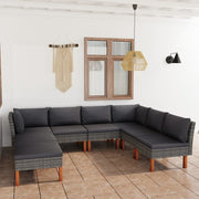 Loungeset 8-delig poly rattan grijs