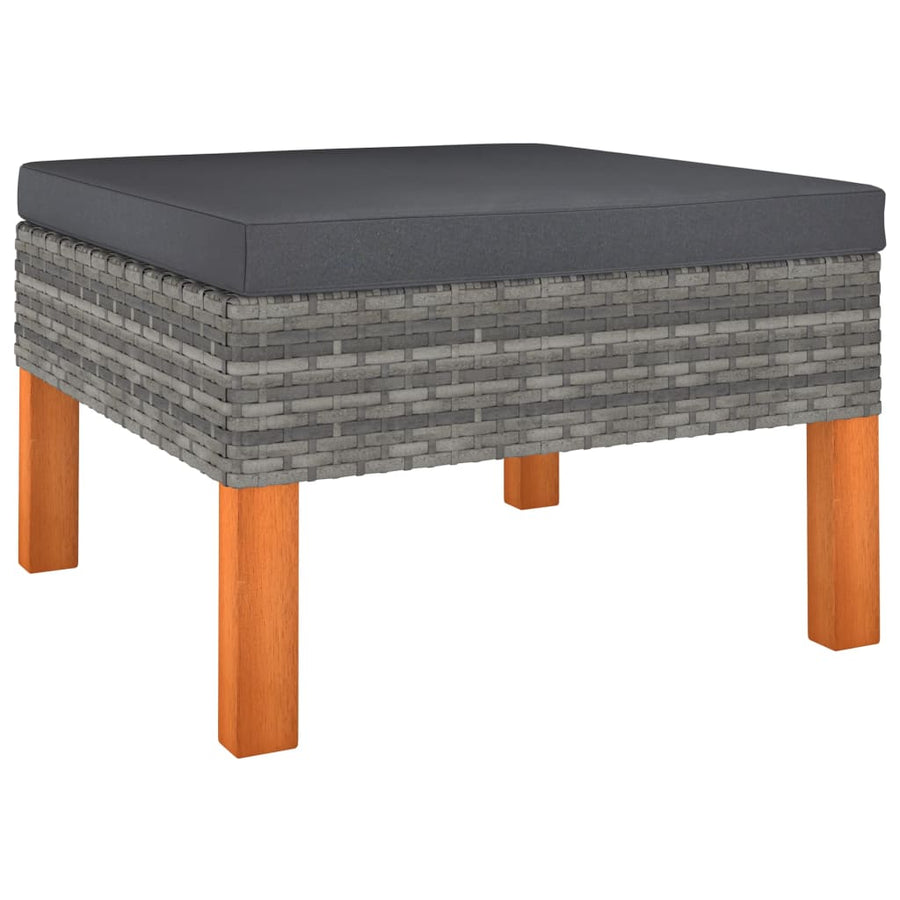 12-delige Loungeset met kussens poly rattan grijs 12 3x hoek + 6x midden + 3x voetensteun