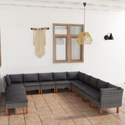 Loungeset 12-delig poly rattan grijs