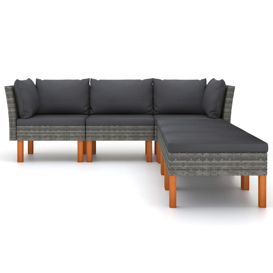 6-delige Loungeset met kussens poly rattan grijs 6 1