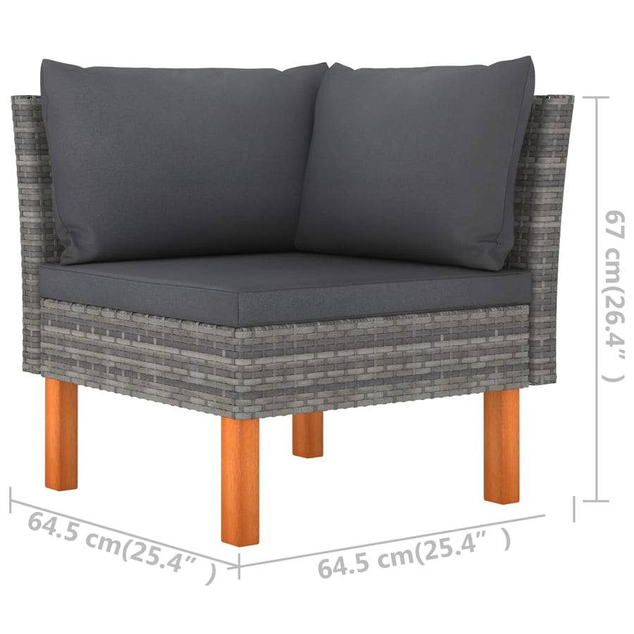 6-delige Loungeset met kussens poly rattan grijs 6 1