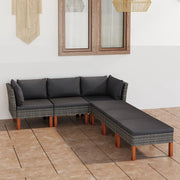 Loungeset 6-delig poly rattan grijs