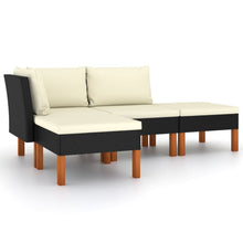 Loungeset met kussens poly rattan 4 Middenbank + hoekbank + Voetensteun