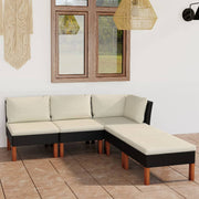 Loungeset 5-delig poly rattan zwart