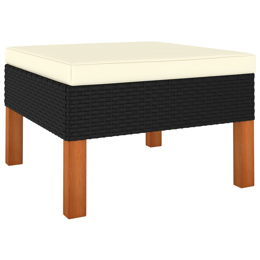 Loungeset met kussens poly rattan 6 Hoek + 3x midden + 2x voetensteun
