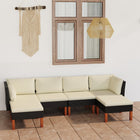 Loungeset met kussens poly rattan 6 2x hoek + 2x midden + 2x voetensteun