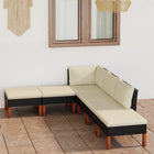 Loungeset met kussens poly rattan 6 Hoek + 2x midden + 3x voetensteun