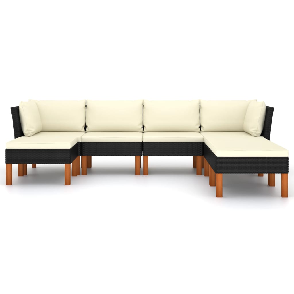 Loungeset met kussens poly rattan 7 2x hoek + 2x midden + 3x voetensteun