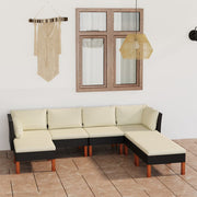 7-piece Loungeset with cushions poly rattan black