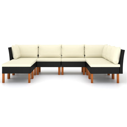 Loungeset met kussens poly rattan 8 2x hoek + 4x midden + 2x voetensteun