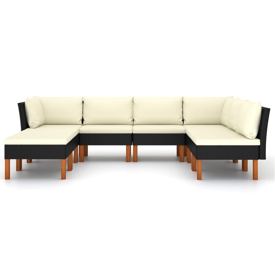 Loungeset met kussens poly rattan 8 2x hoek + 4x midden + 2x voetensteun