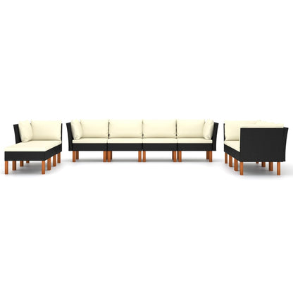 0-delige Loungeset met kussens poly rattan 10 5x hoek + 3x midden + voetensteun