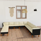 2-delige Loungeset met kussens poly rattan 12 3x hoek + 6x midden + 3x voetensteun