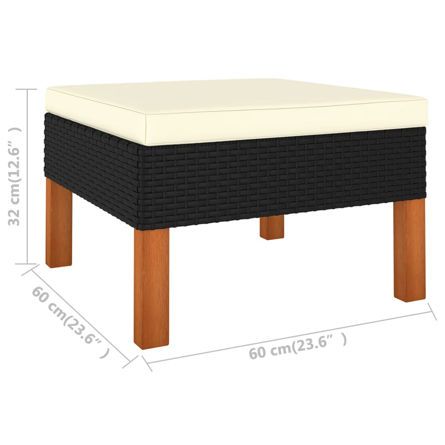 Loungeset met kussens poly rattan 4 2x hoek + midden + voetensteun