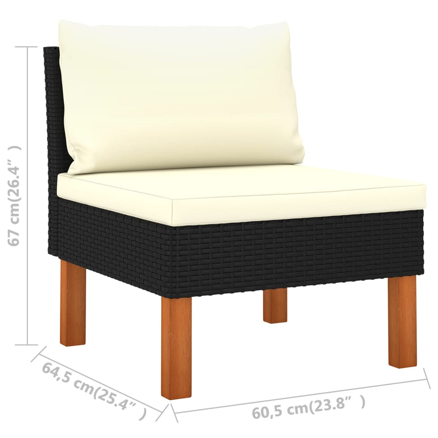 Loungeset met kussens poly rattan 4 2x hoek + midden + voetensteun