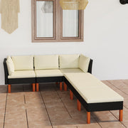 Loungeset 6-delig poly rattan zwart