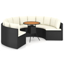 7-Delige Loungeset Met Kussens Poly Rattan 6 Zwart en bruin