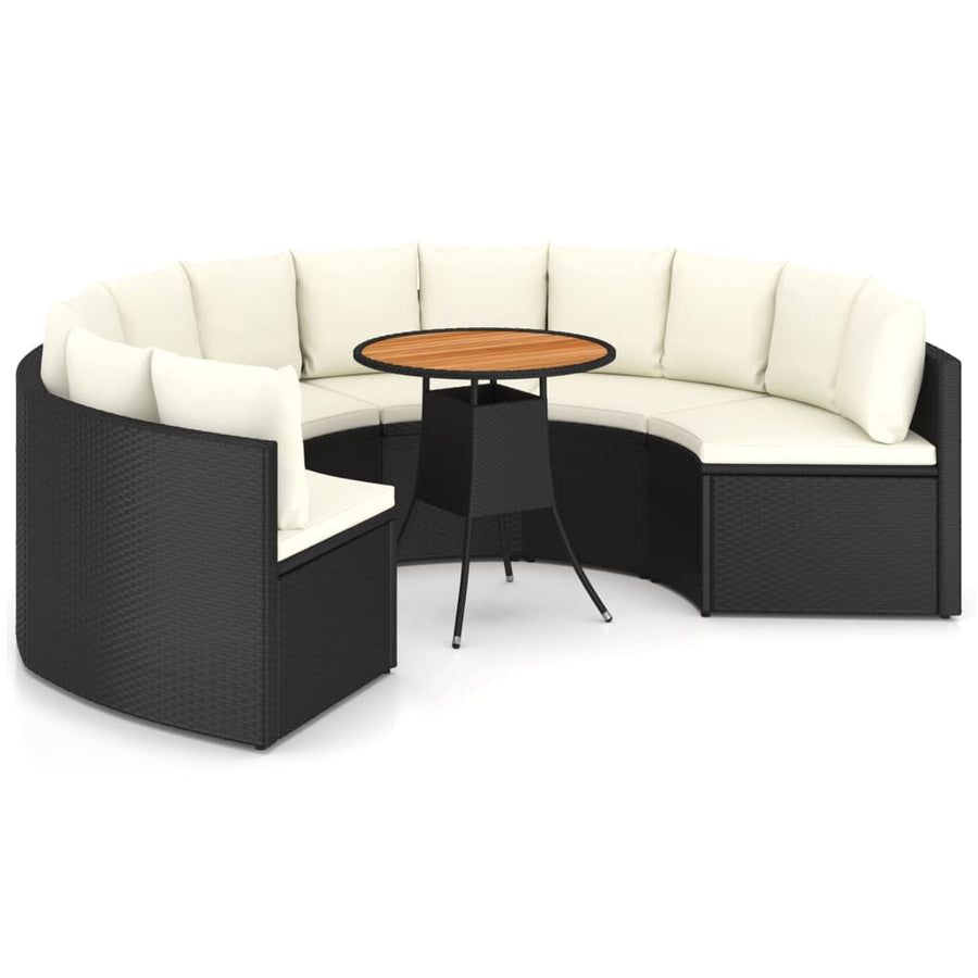 7-Delige Loungeset Met Kussens Poly Rattan 6 Zwart en bruin