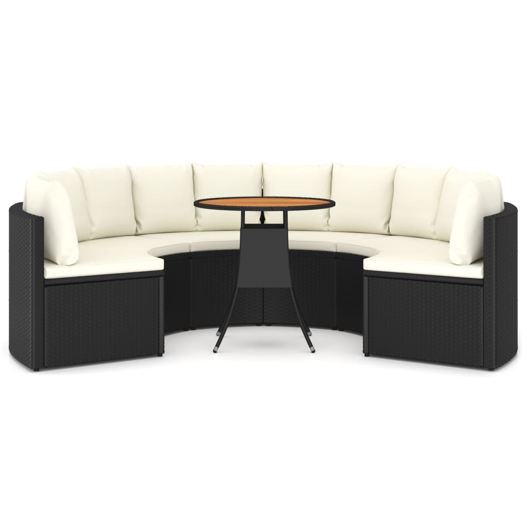 7-Delige Loungeset Met Kussens Poly Rattan 6 Zwart en bruin