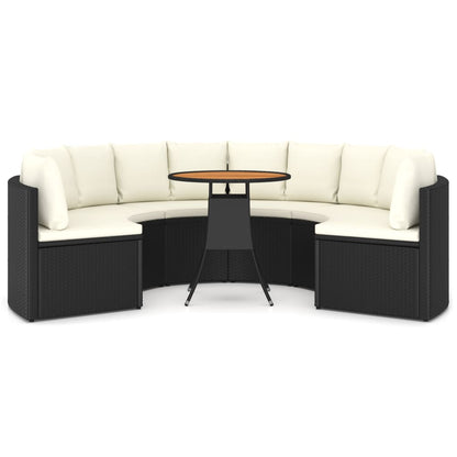 7-Delige Loungeset Met Kussens Poly Rattan 6 Zwart en bruin