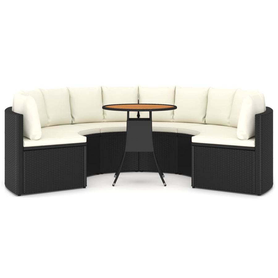 7-Delige Loungeset Met Kussens Poly Rattan 6 Zwart en bruin