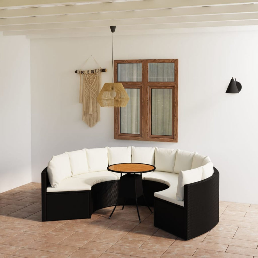 7-Delige Loungeset Met Kussens Poly Rattan 6 Zwart en bruin