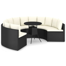 -Delige Loungeset Met Kussens Poly Rattan 7 Zwart