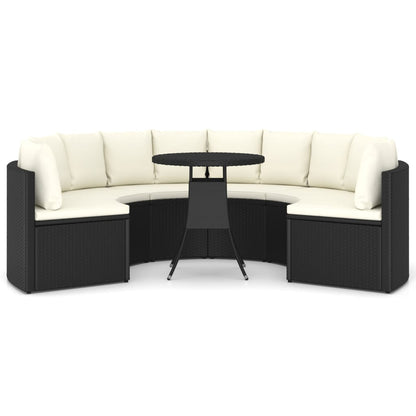 -Delige Loungeset Met Kussens Poly Rattan 7 Zwart