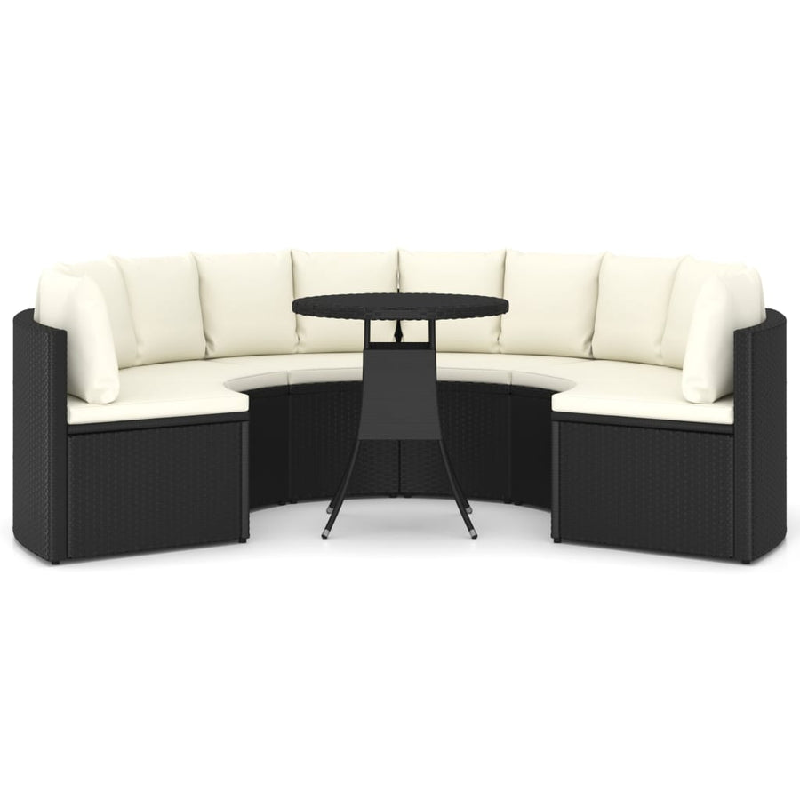 -Delige Loungeset Met Kussens Poly Rattan 7 Zwart