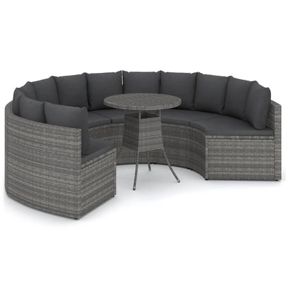-Delige Loungeset Met Kussens Poly Rattan 7 Grijs
