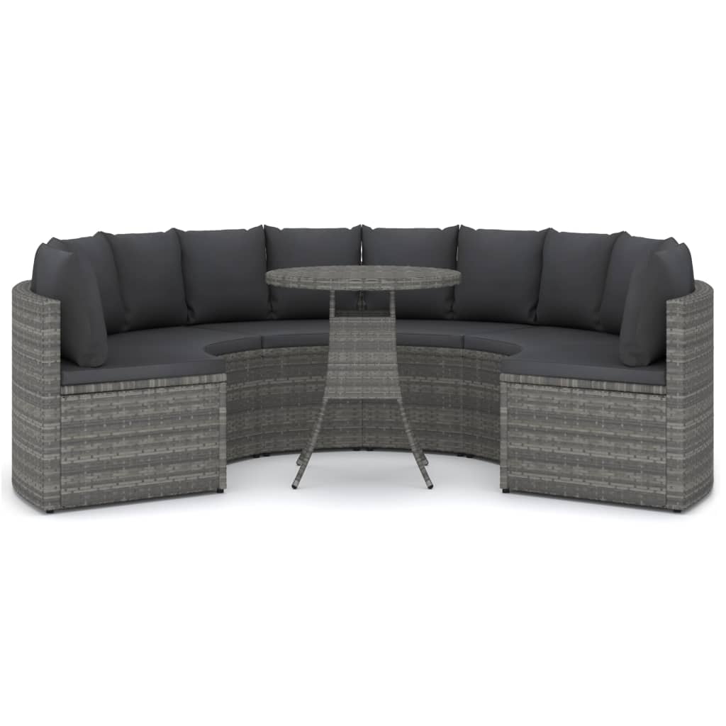 -Delige Loungeset Met Kussens Poly Rattan 7 Grijs