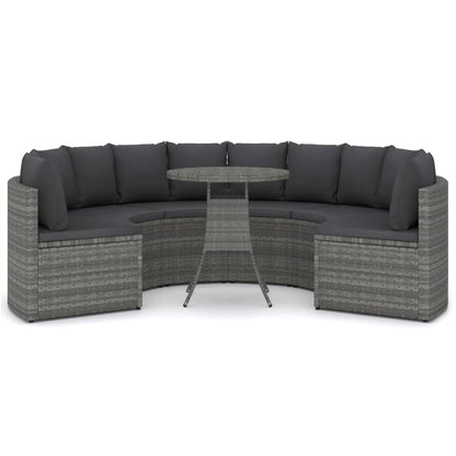 -Delige Loungeset Met Kussens Poly Rattan 7 Grijs