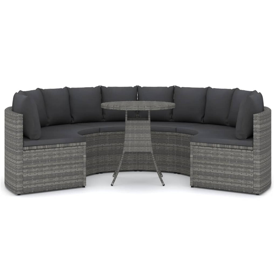 -Delige Loungeset Met Kussens Poly Rattan 7 Grijs