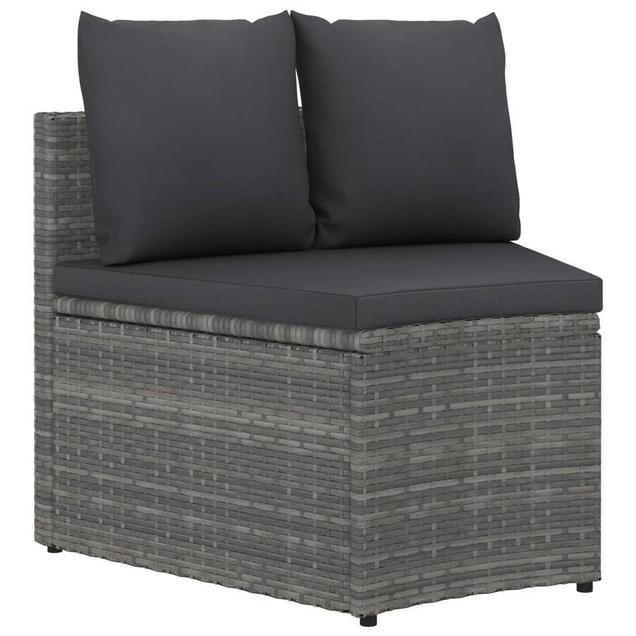 -Delige Loungeset Met Kussens Poly Rattan 7 Grijs