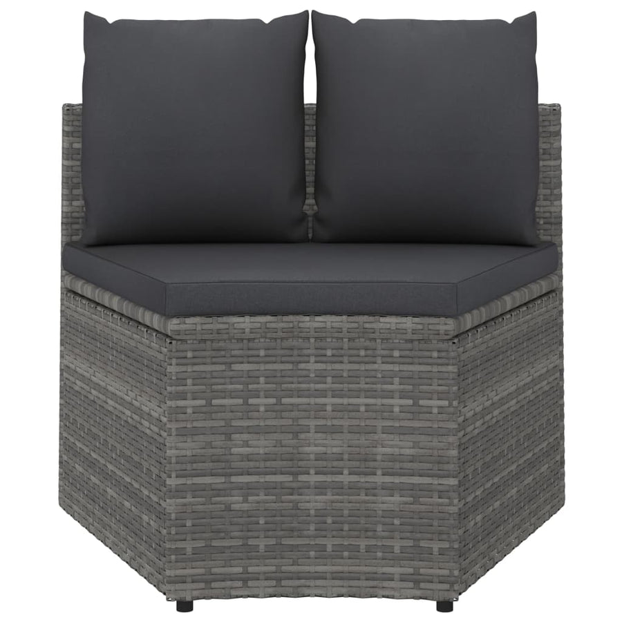 -Delige Loungeset Met Kussens Poly Rattan 7 Grijs