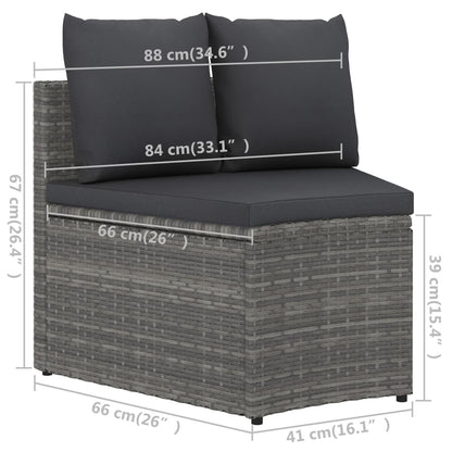 -Delige Loungeset Met Kussens Poly Rattan 7 Grijs